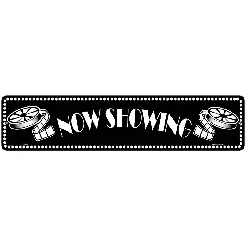 Now Showing Home Theater Novelty Metal Street Sign 18" x 4" (K)