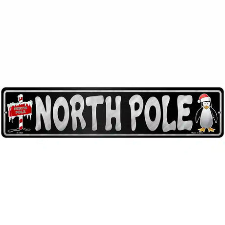 North Pole Black Novelty Metal Street Sign 18" x 4" (K)