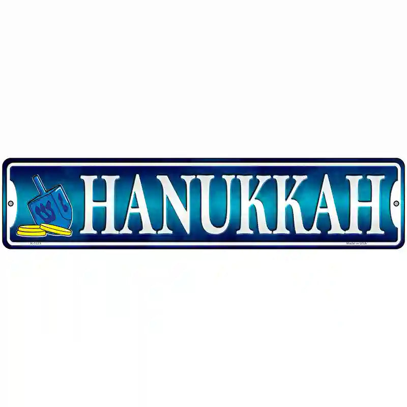 Hanukkah Blue Novelty Metal Street Sign 18" x 4" (K)