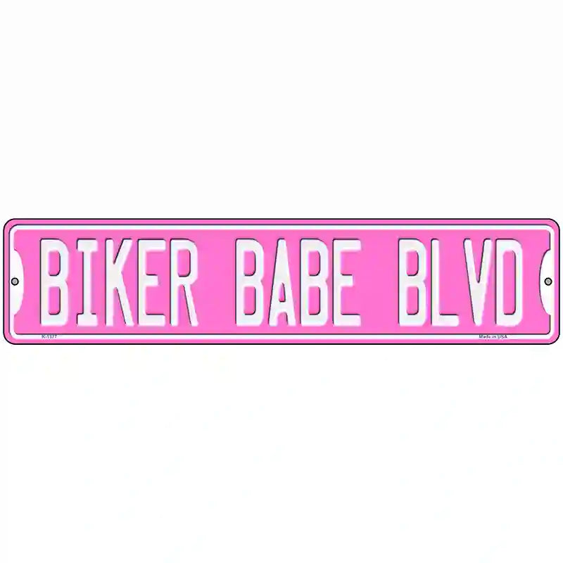 Biker Babe Pink Novelty Metal Street Sign 18" x 4" (K)