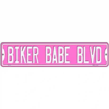 Biker Babe Pink Novelty Metal Street Sign 18" x 4" (K)