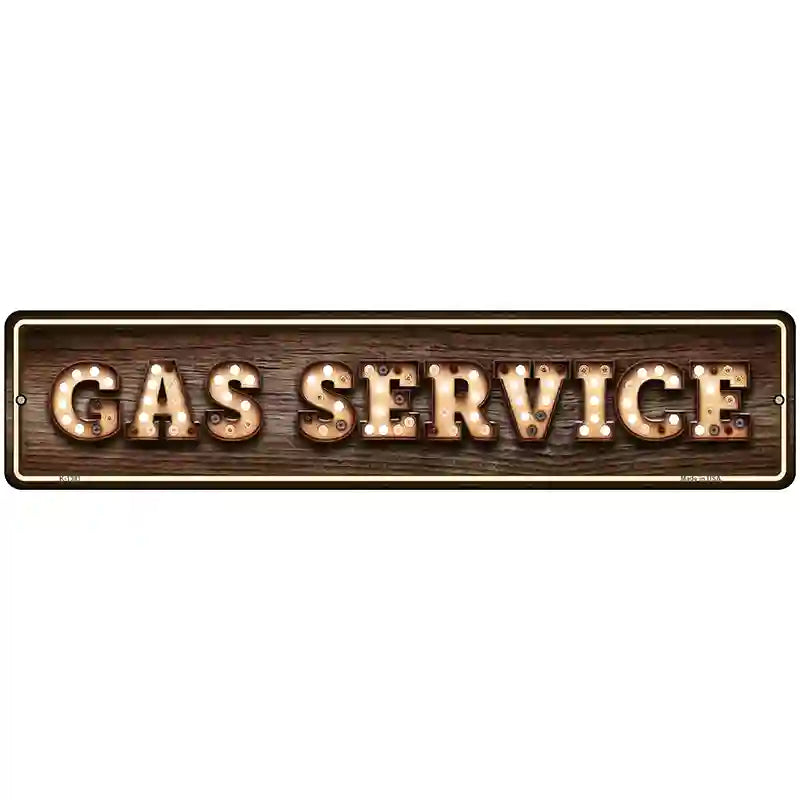 Gas Service Bulb Lettering Novelty Metal Street Sign 18" x 4" (K)