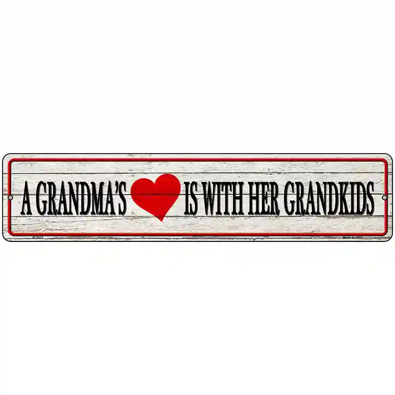 Grandmas Heart With Her Grandkids Novelty Metal Street Sign 18" x 4" (K)