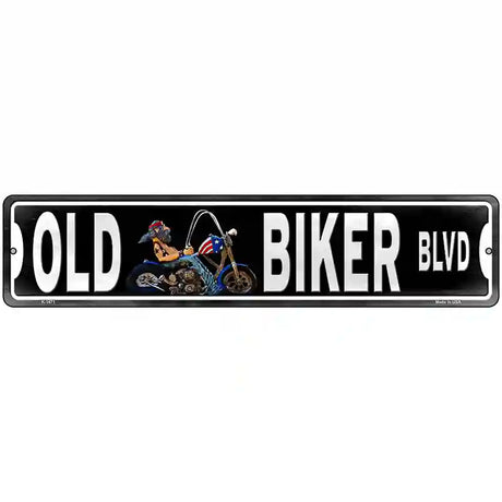 Old Biker Novelty Metal Street Sign 18" x 4" (K)