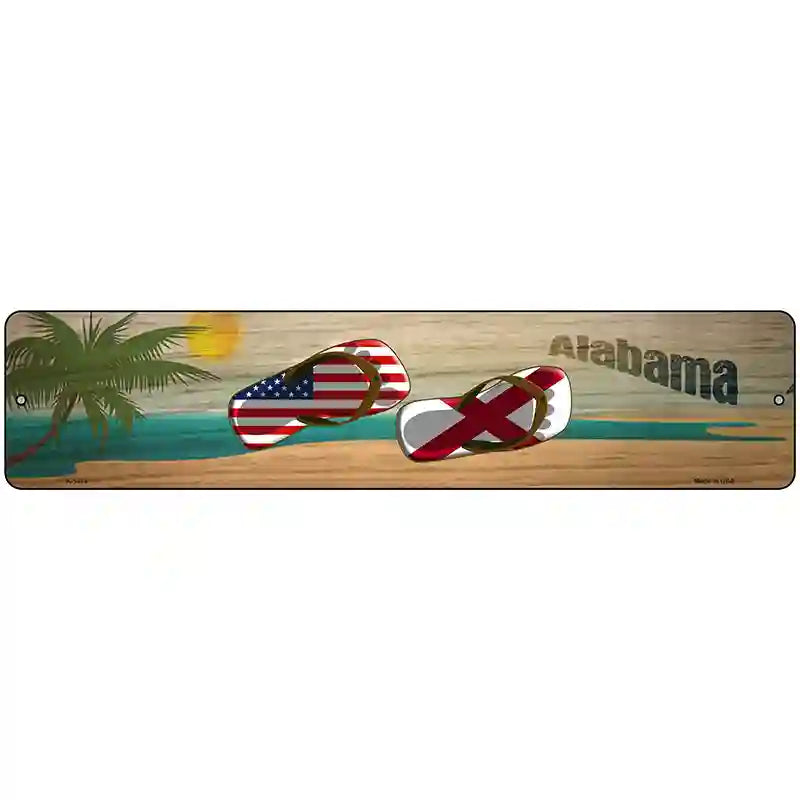 Alabama Flag and US Flag Novelty Metal Street Sign 18" x 4" (K)