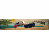 Alaska Flag and US Flag Novelty Metal Street Sign 18" x 4" (K)