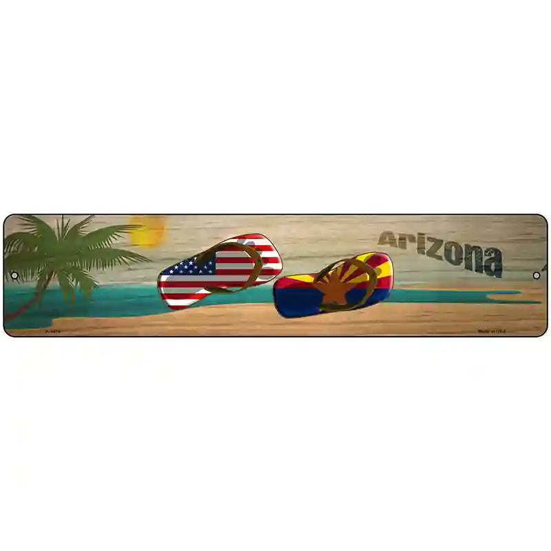 Arizona Flag and US Flag Novelty Metal Street Sign 18" x 4" (K)