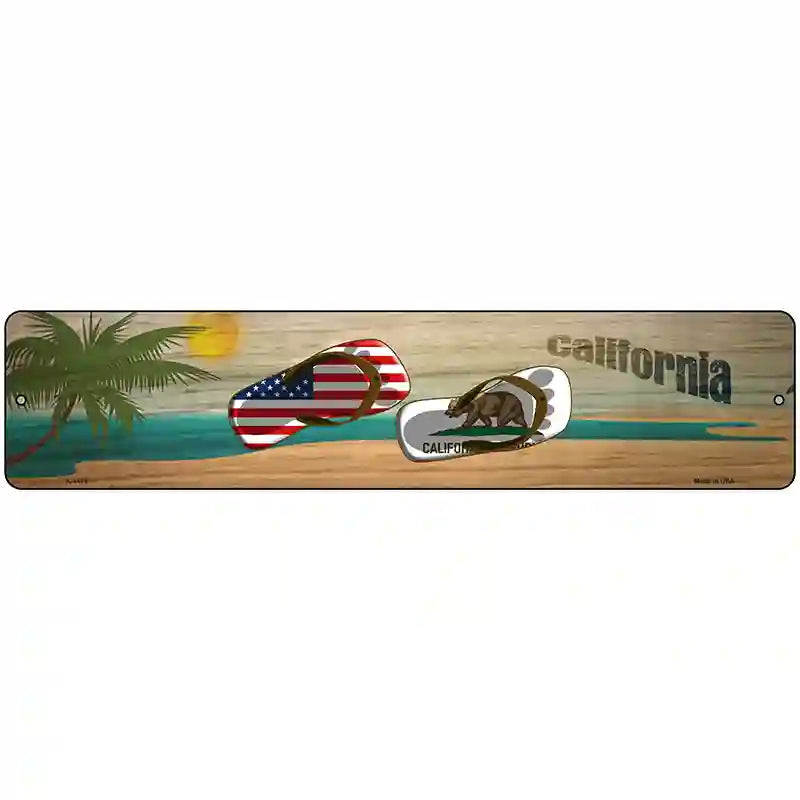 California Flag and US Flag Novelty Metal Street Sign 18" x 4" (K)