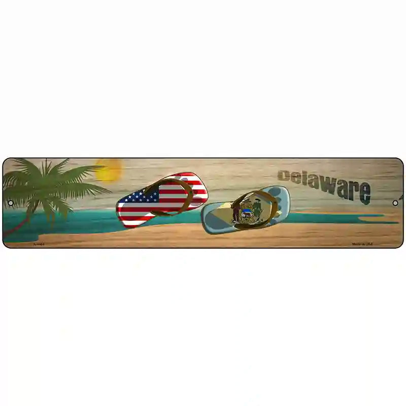 Delaware Flag and US Flag Novelty Metal Street Sign 18" x 4" (K)