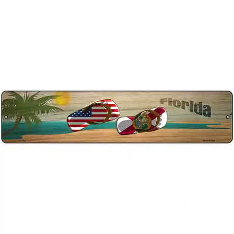 Florida Flag and US Flag Novelty Metal Street Sign 18" x 4" (K)