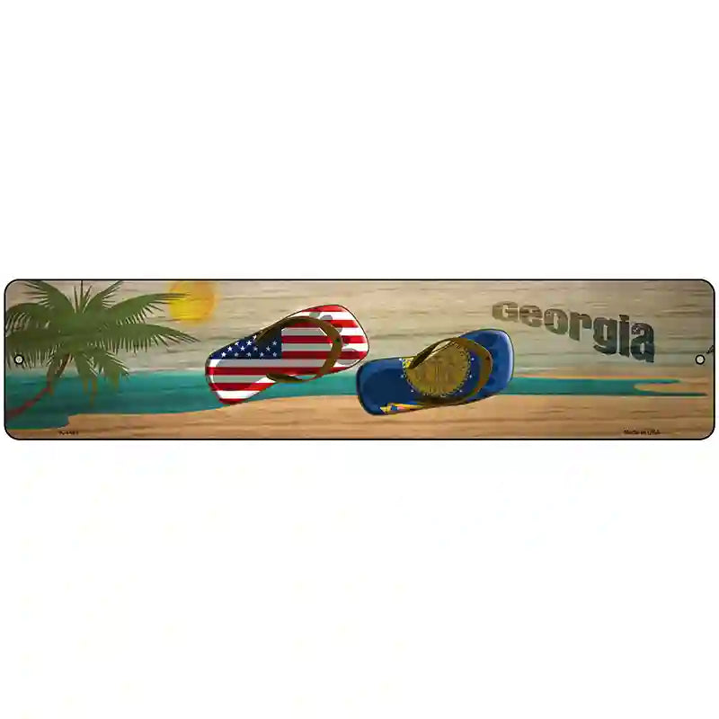 Georgia Flag and US Flag Novelty Metal Street Sign 18" x 4" (K)