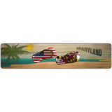 Maryland Flag and US Flag Novelty Metal Street Sign 18" x 4" (K)