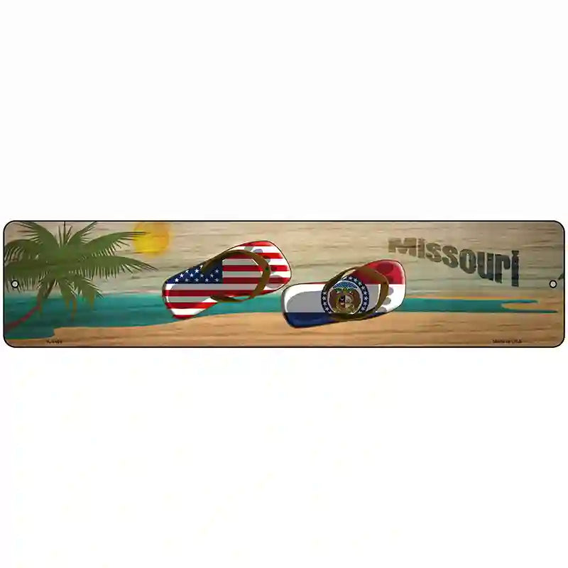 Missouri Flag and US Flag Novelty Metal Street Sign 18" x 4" (K)