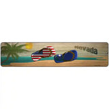 Nevada Flag and US Flag Novelty Metal Street Sign 18" x 4" (K)