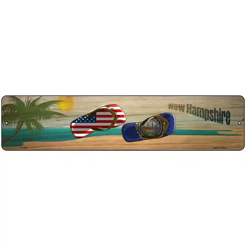 Hew Hampshire Flag and US Flag Novelty Metal Street Sign 18" x 4" (K)