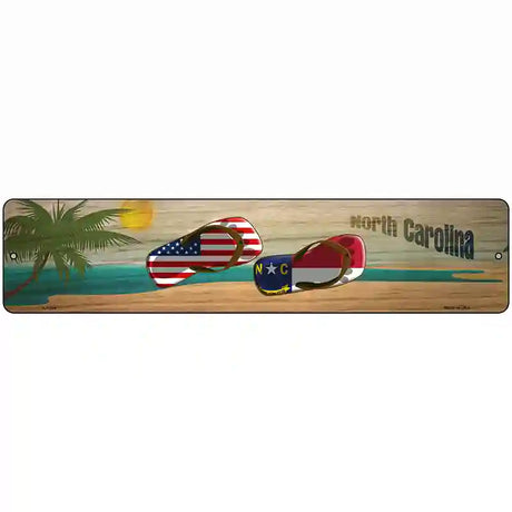 North Carolina Flag and US Flag Novelty Metal Street Sign 18" x 4" (K)