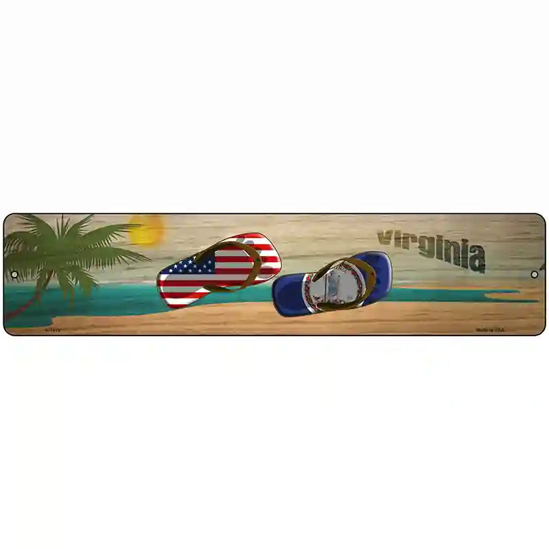 Virginia Flag and US Flag Novelty Metal Street Sign 18" x 4" (K)