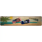 Wyoming Flag and US Flag Novelty Metal Street Sign 18" x 4" (K)