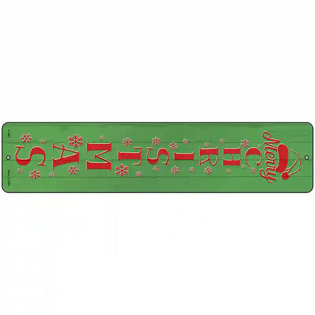 Merry Christmas Green Novelty Metal Street Sign 18" x 4" (K)