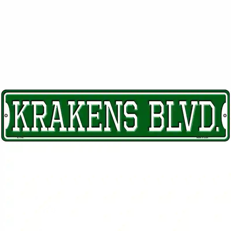 Krakens Blvd Novelty Metal Street Sign 18" x 4" (K)