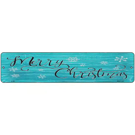 Merry Christmas Blue Novelty Metal Street Sign 18" x 4" (K)