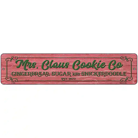 Mrs Claus Cookie Co Red Novelty Metal Street Sign 18" x 4" (K)