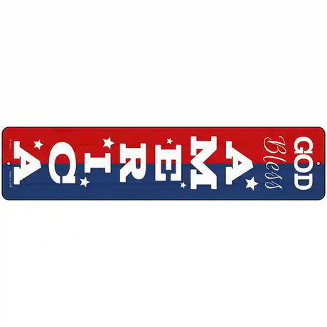 God Bless America Red and Blue Novelty Metal Street Sign 18" x 4" (K)