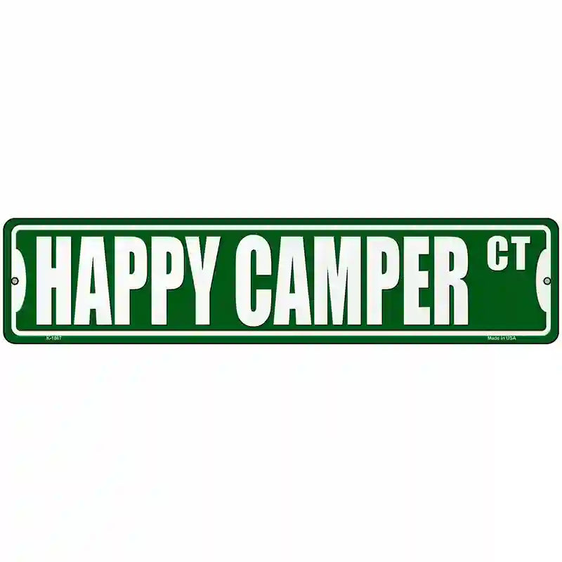 Happy Camper Ct Novelty Metal Street Sign 18" x 4" (K)