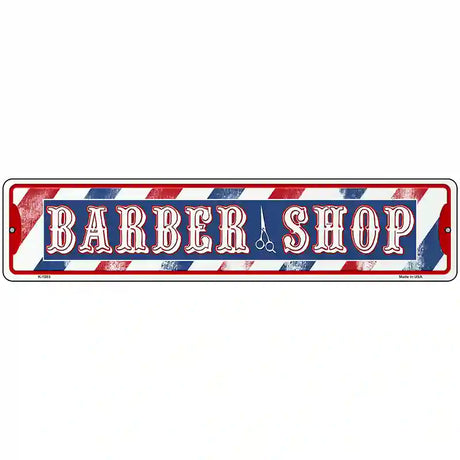 Barber Shop Horizontal Novelty Metal Street Sign 18" x 4" (K)