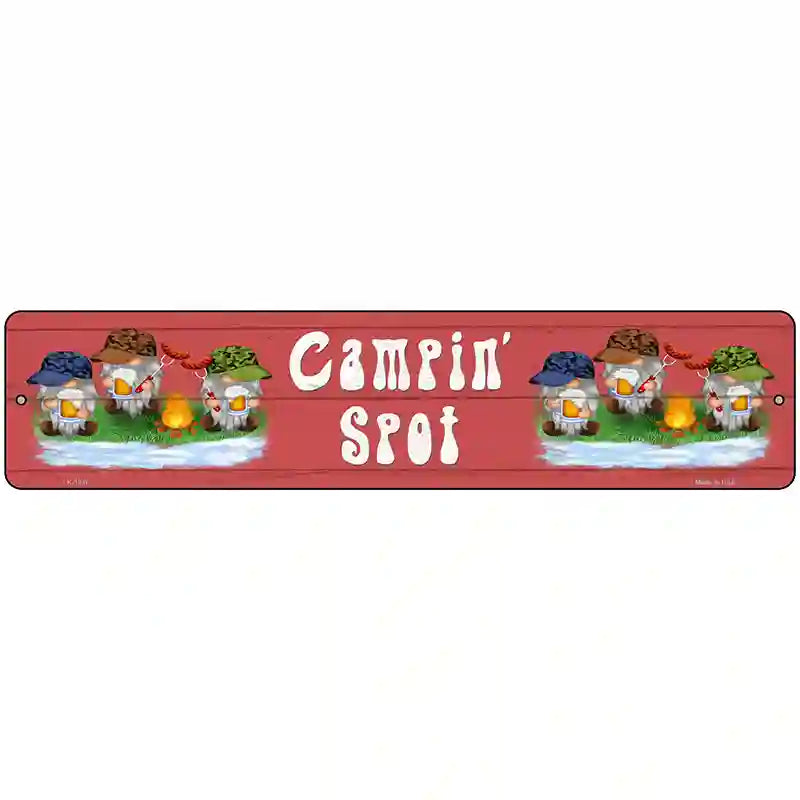 Camping Spot Six Camo Gnomes Novelty Metal Street Sign 18" x 4" (K)