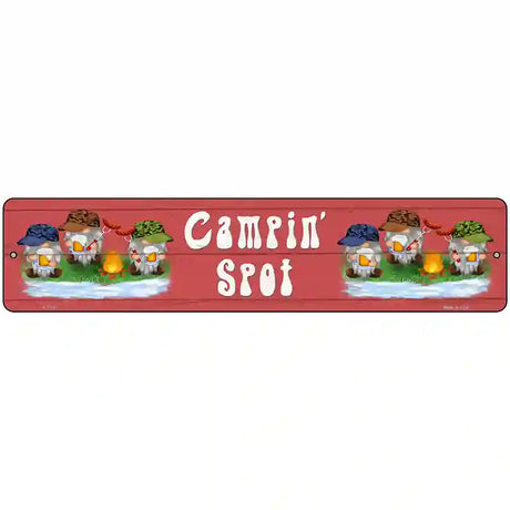 Camping Spot Six Camo Gnomes Novelty Metal Street Sign 18" x 4" (K)