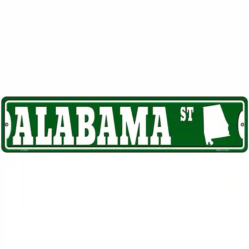 Alabama St Silhouette Novelty Metal Street Sign 18" x 4" (K)