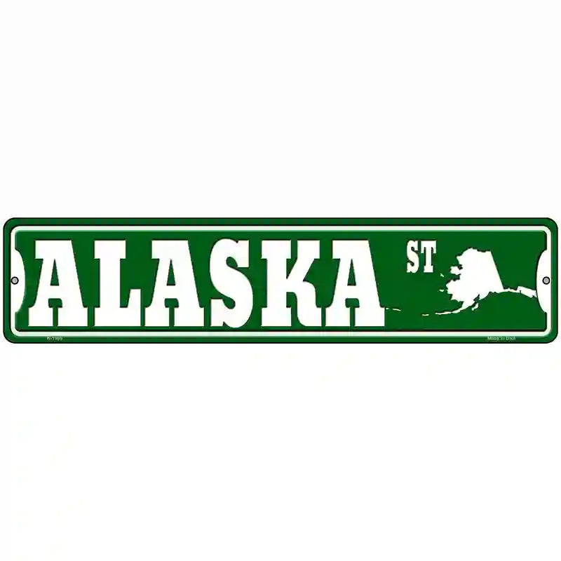 Alaska St Silhouette Novelty Metal Street Sign 18" x 4" (K)