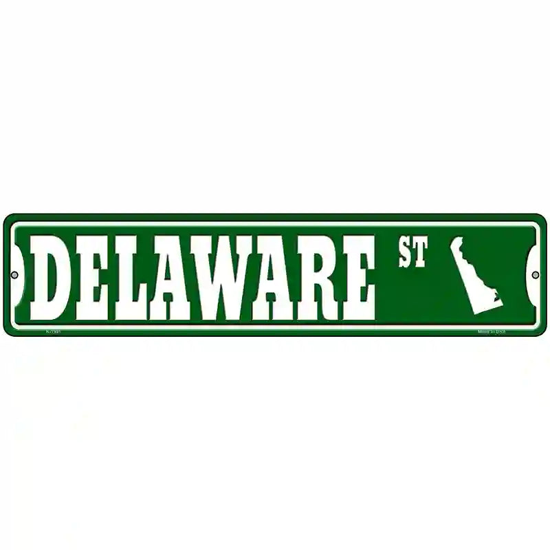 Delaware St Silhouette Novelty Metal Street Sign 18" x 4" (K)