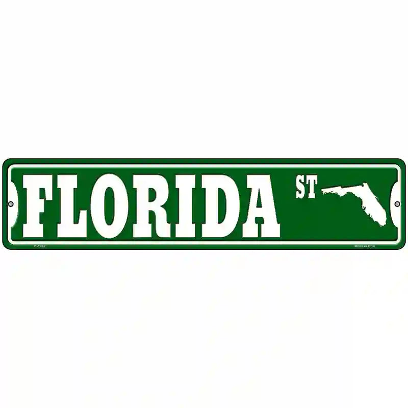 Florida St Silhouette Novelty Metal Street Sign 18" x 4" (K)