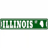 Illinois St Silhouette Novelty Metal Street Sign 18" x 4" (K)