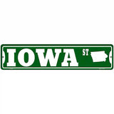 Iowa St Silhouette Novelty Metal Street Sign 18" x 4" (K)