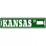 Kansas St Silhouette Novelty Metal Street Sign 18" x 4" (K)