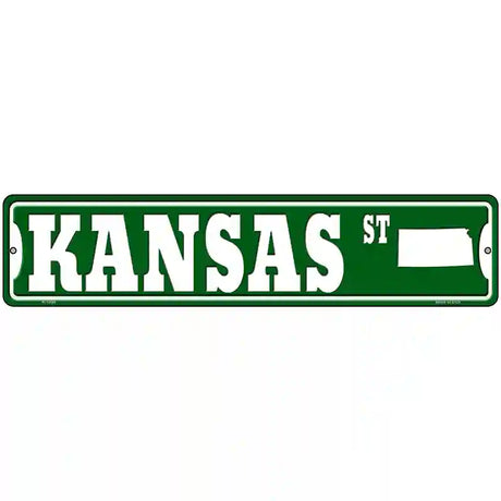 Kansas St Silhouette Novelty Metal Street Sign 18" x 4" (K)