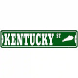 Kentucky St Silhouette Novelty Metal Street Sign 18" x 4" (K)