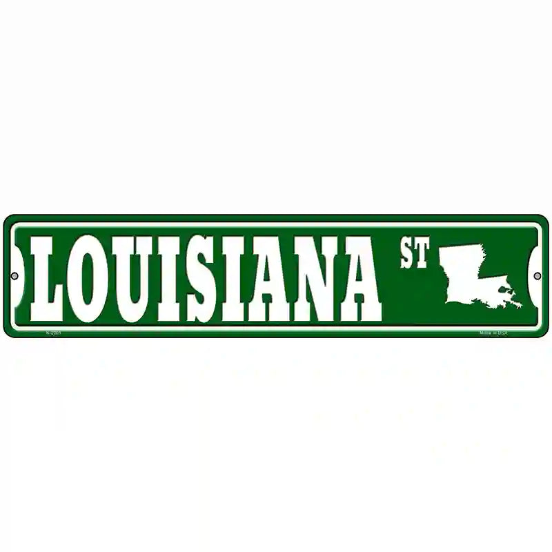 Louisiana St Silhouette Novelty Metal Street Sign 18" x 4" (K)