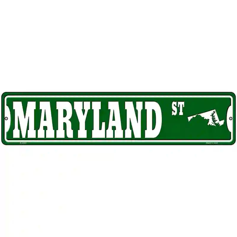 Maryland St Silhouette Novelty Metal Street Sign 18" x 4" (K)