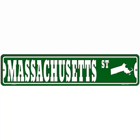 Massachusetts St Silhouette Novelty Metal Street Sign 18" x 4" (K)