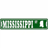 Mississippi St Silhouette Novelty Metal Street Sign 18" x 4" (K)