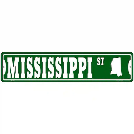 Mississippi St Silhouette Novelty Metal Street Sign 18" x 4" (K)