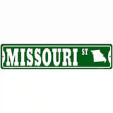 Missouri St Silhouette Novelty Metal Street Sign 18" x 4" (K)