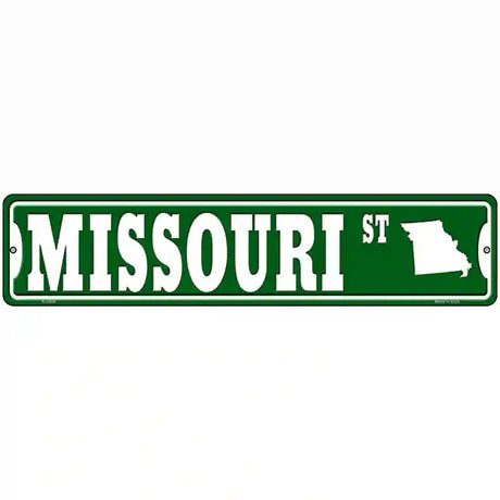 Missouri St Silhouette Novelty Metal Street Sign 18" x 4" (K)