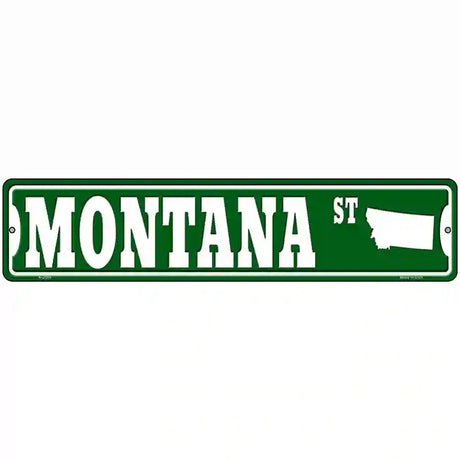 Montana St Silhouette Novelty Metal Street Sign 18" x 4" (K)