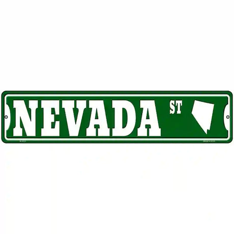 Nevada St Silhouette Novelty Metal Street Sign 18" x 4" (K)