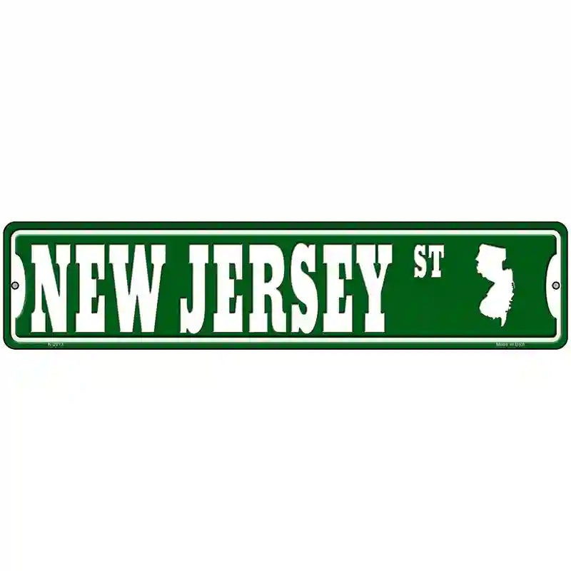 New Jersey St Silhouette Novelty Metal Street Sign 18" x 4" (K)